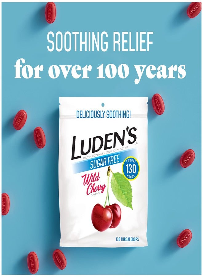 Luden's Sore Throat Relief Lozenges for Minor Everyday Irritation & Dry Mouth, Sugar Free Wild Cherry Flavored Drops, 130 Count - Image 4